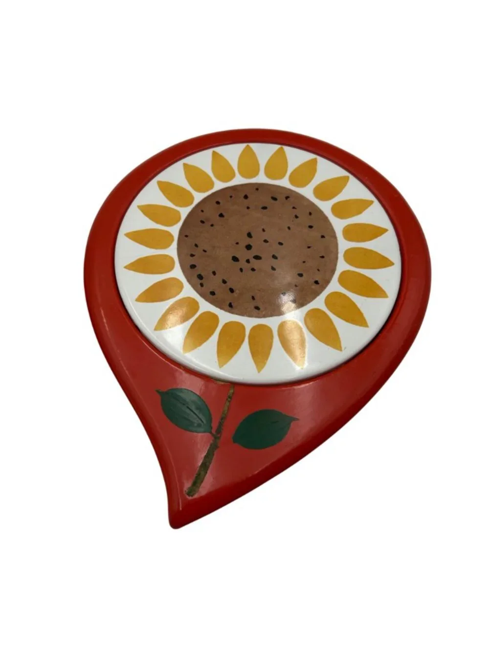 Vintage Floral Trivet Set Mid-Century Modern Kitchen Decor Red & Yellow Accents